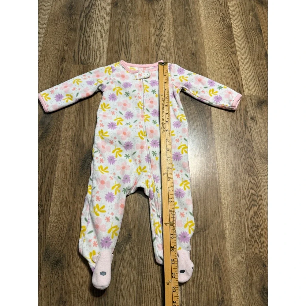 Simple Joys by Carters Bodysuit Baby Size 3-6M Pink Floral Fleece Footed Sleeper